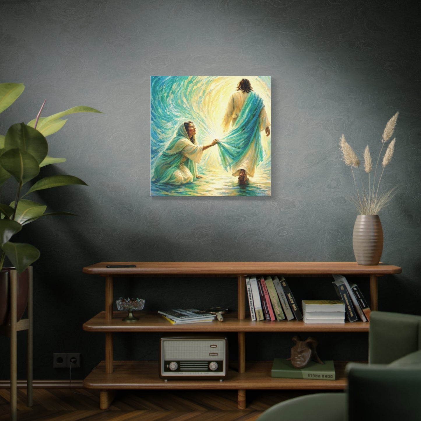Jesus and the Woman Touching His Cloak - Inspirational Matte Canvas Wall Art