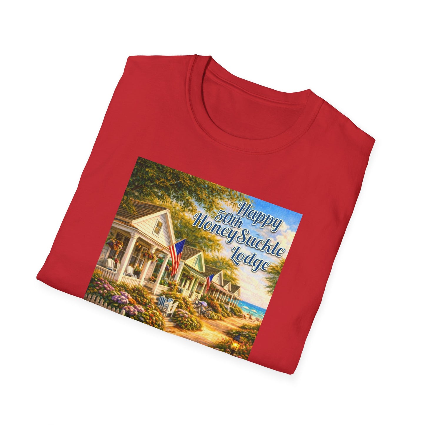 HoneySuckle Lodge 50th—America 250th Bungalow Path T-Shirt —Front & Back Design- Happy 250th Anniversary USA Patriotic Tee