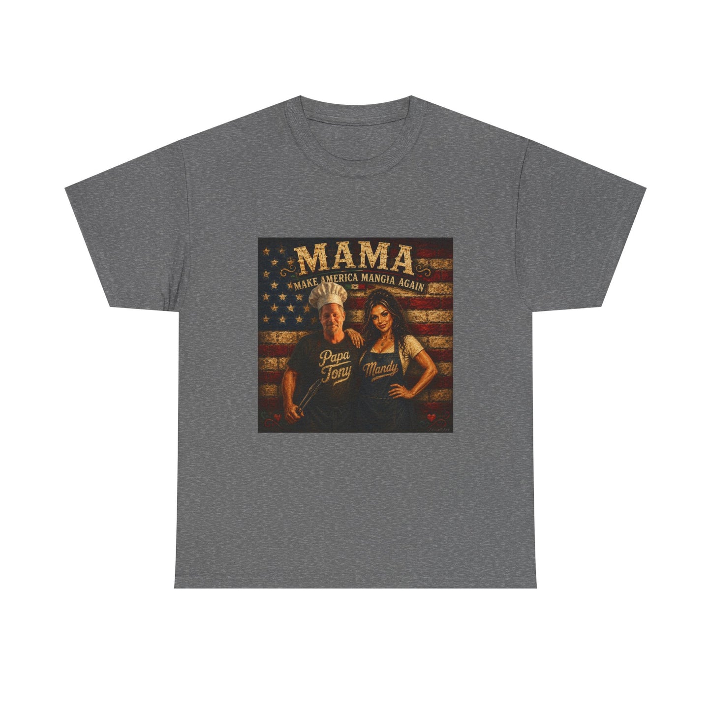 CUSTOM for MANDY—Mama Pizza Team T-Shirt — Retro American Flag Pizza Chef Graphic Tee