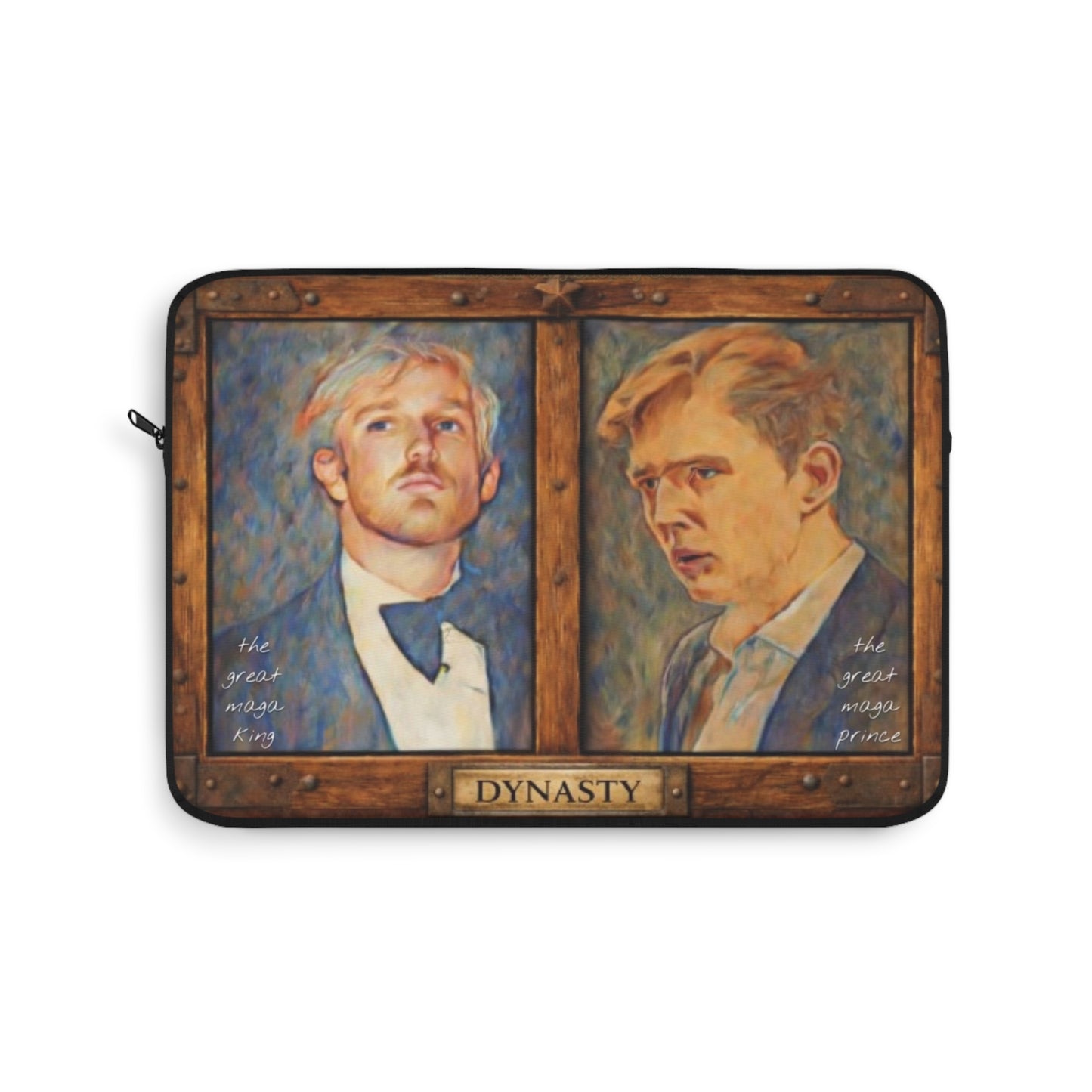 Laptop Sleeve — Trump “DYNASTY” Vintage Oil Painting Twin Portraits Barron & Donald Trump