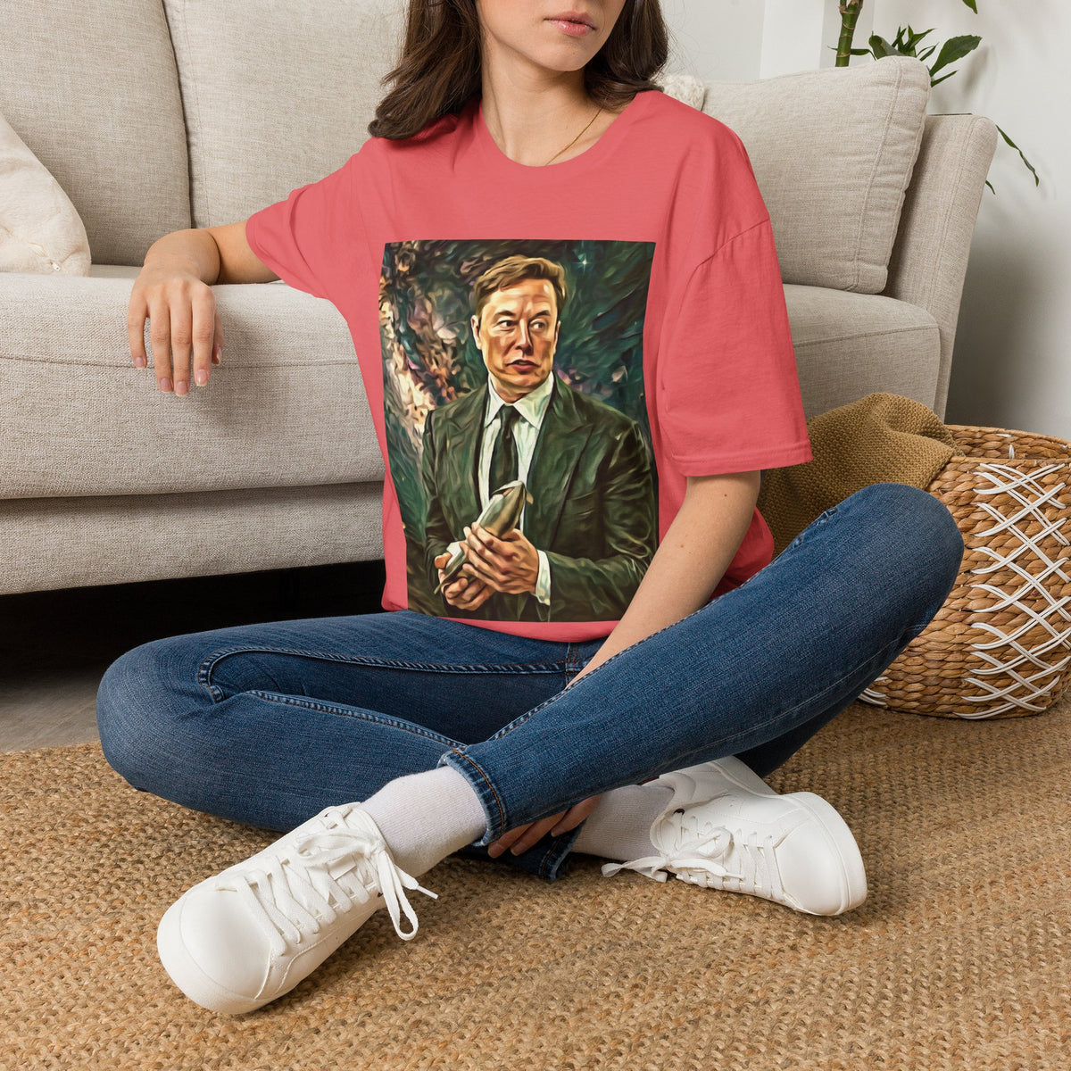 Elon Musk with Rocket— Graphic T-Shirt