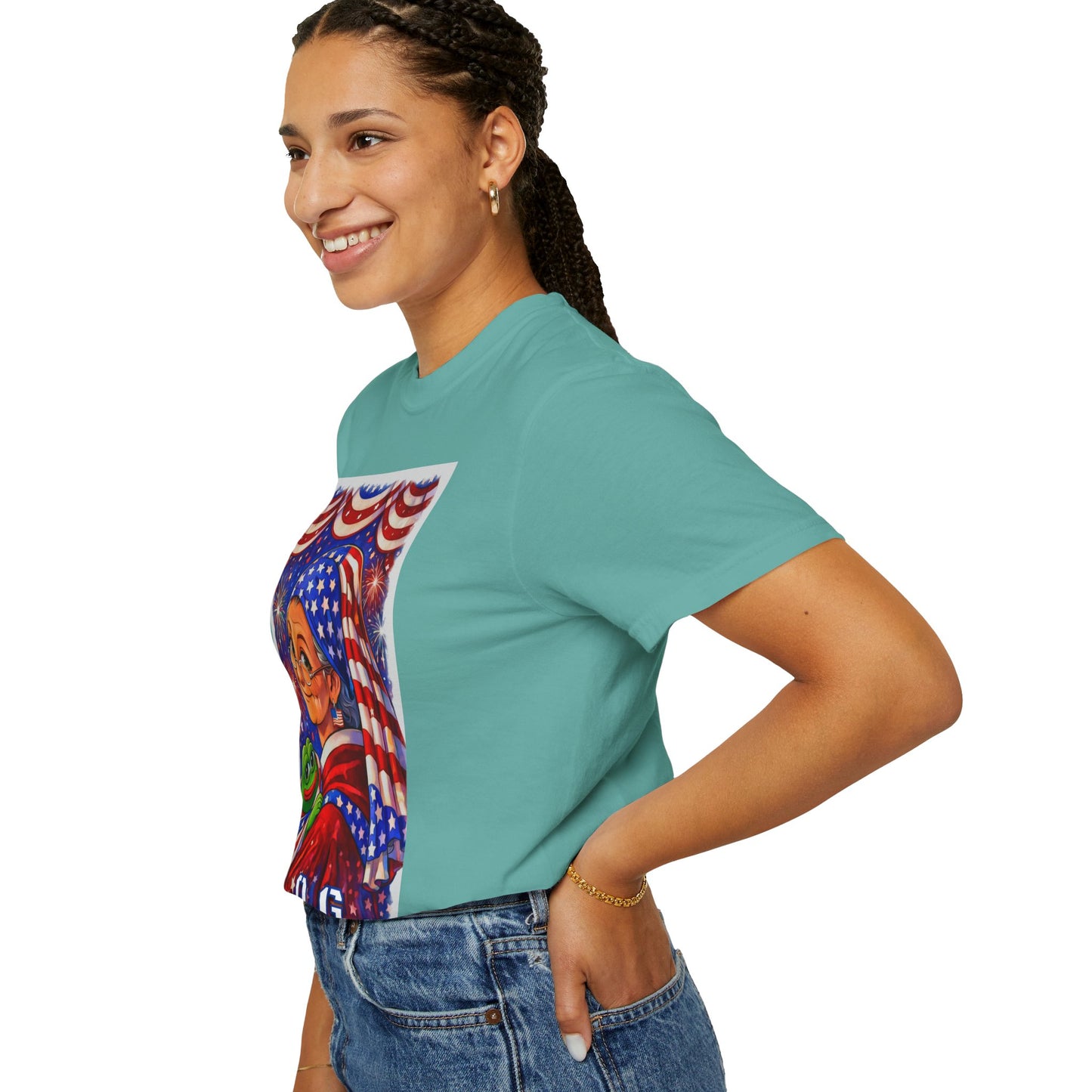 Grandmas Patriotic Original Gansta “OG Grannie” T-Shirt — American Flag Grandma w baby Pepe Graphic Tee