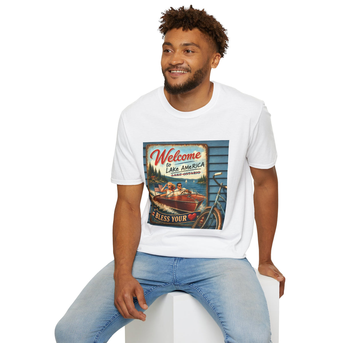 Lake America Welcome T-Shirt — Vintage Lake America Boating Vacation Tee