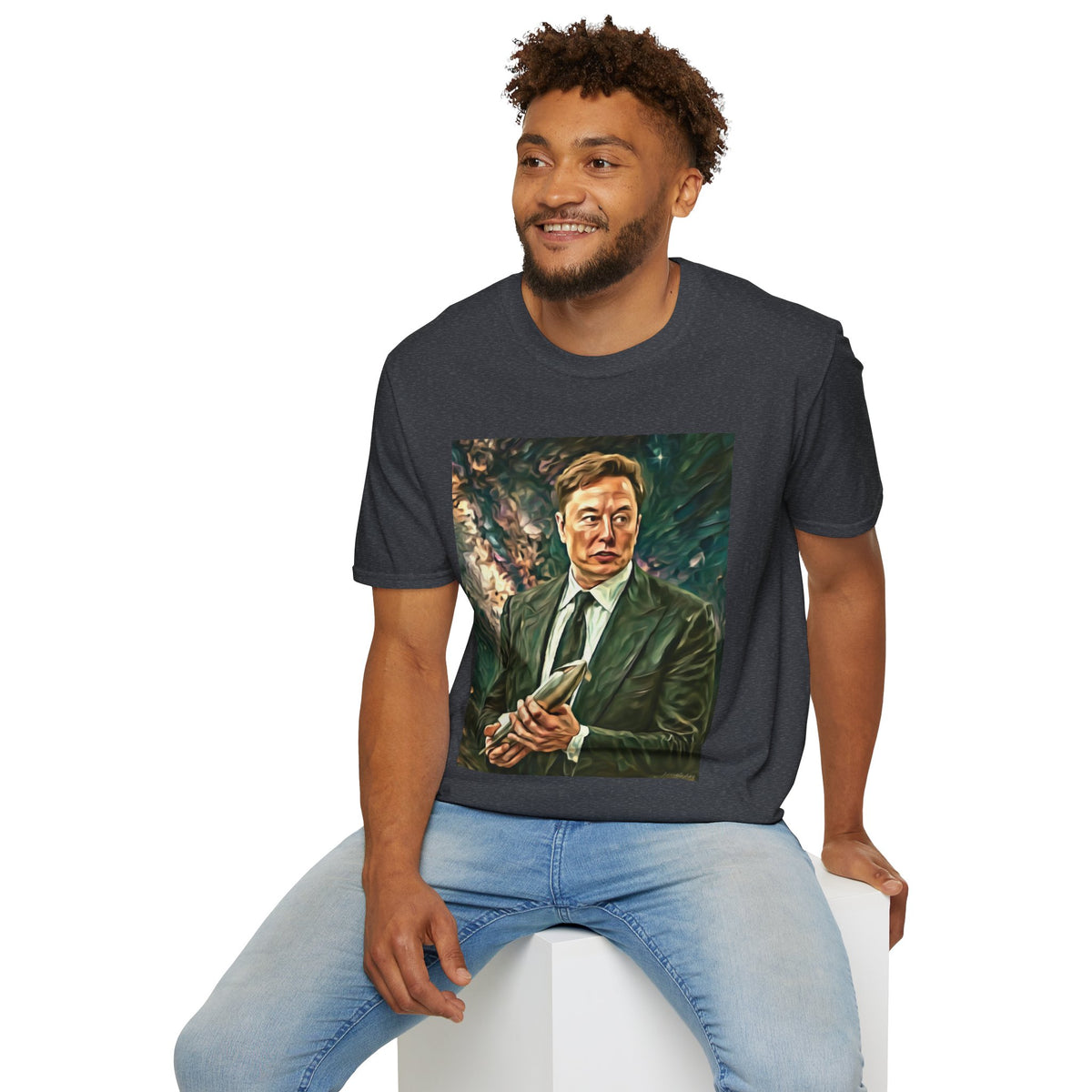 Elon Musk with Rocket— Graphic T-Shirt