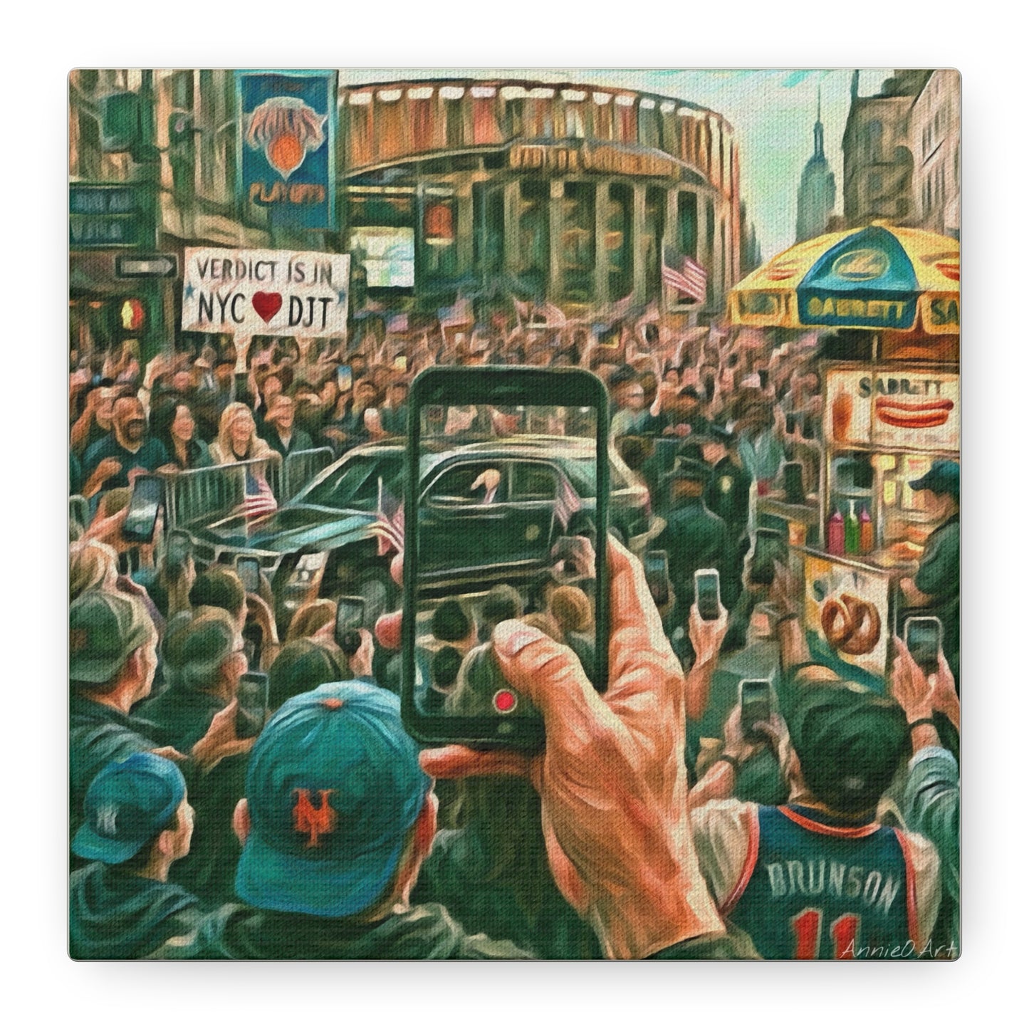 Trump Cheered At The Garden— Canvas Art - NYC Crowd Cheering with Phone Recording (Stretched 1.25")