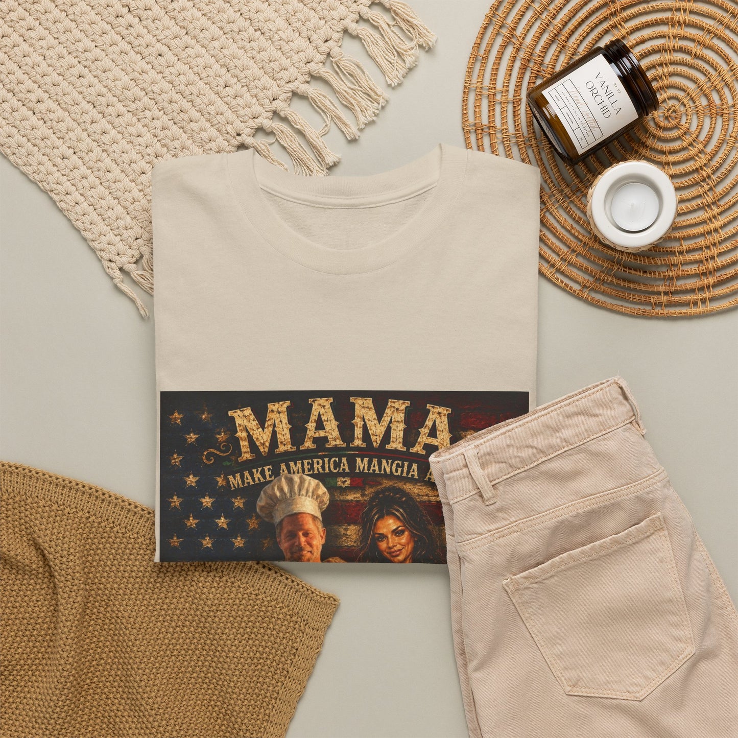 CUSTOM for MANDY—Mama Pizza Team T-Shirt — Retro American Flag Pizza Chef Graphic Tee