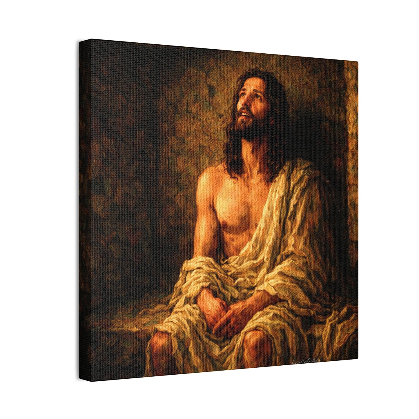 Jesus in Thanksgiving Prayer ‘Resurrection Day’ Canvas Stretched Wall Art — Religious Christian Home Decor