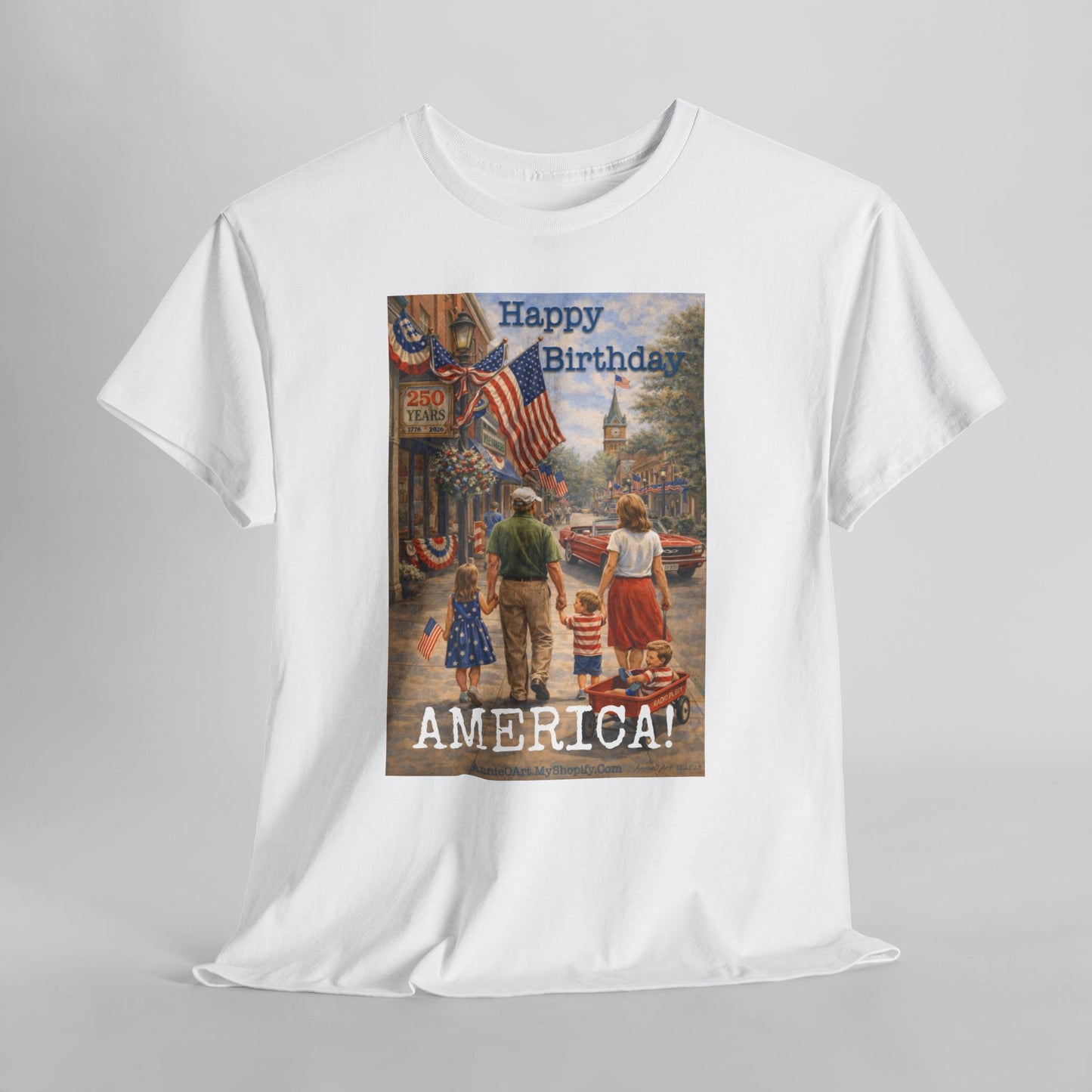 250th Patriotic "Happy Birthday America!" T-Shirt — Vintage Fourth of July Tee