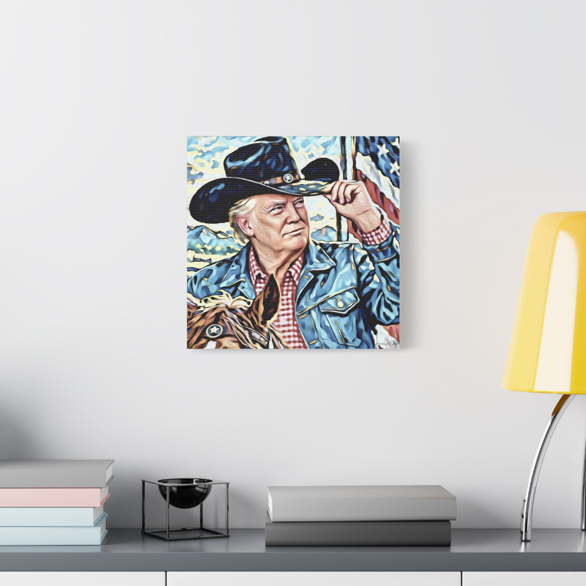 Trump Patriotic Cowboy Portrait Canvas