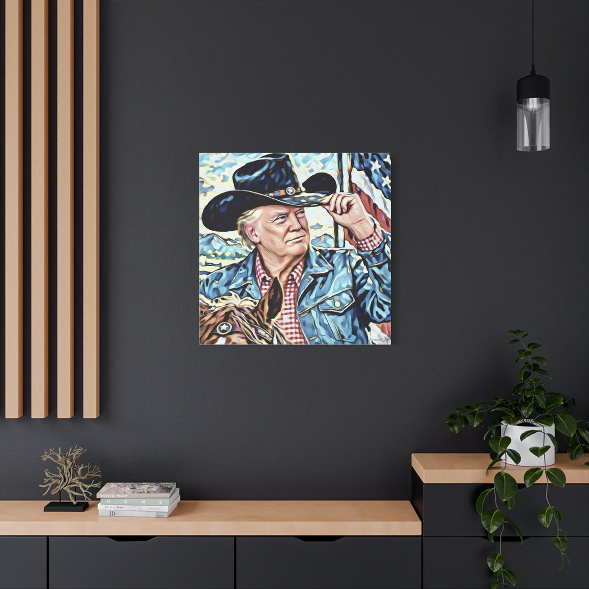 Trump Patriotic Cowboy Portrait Canvas
