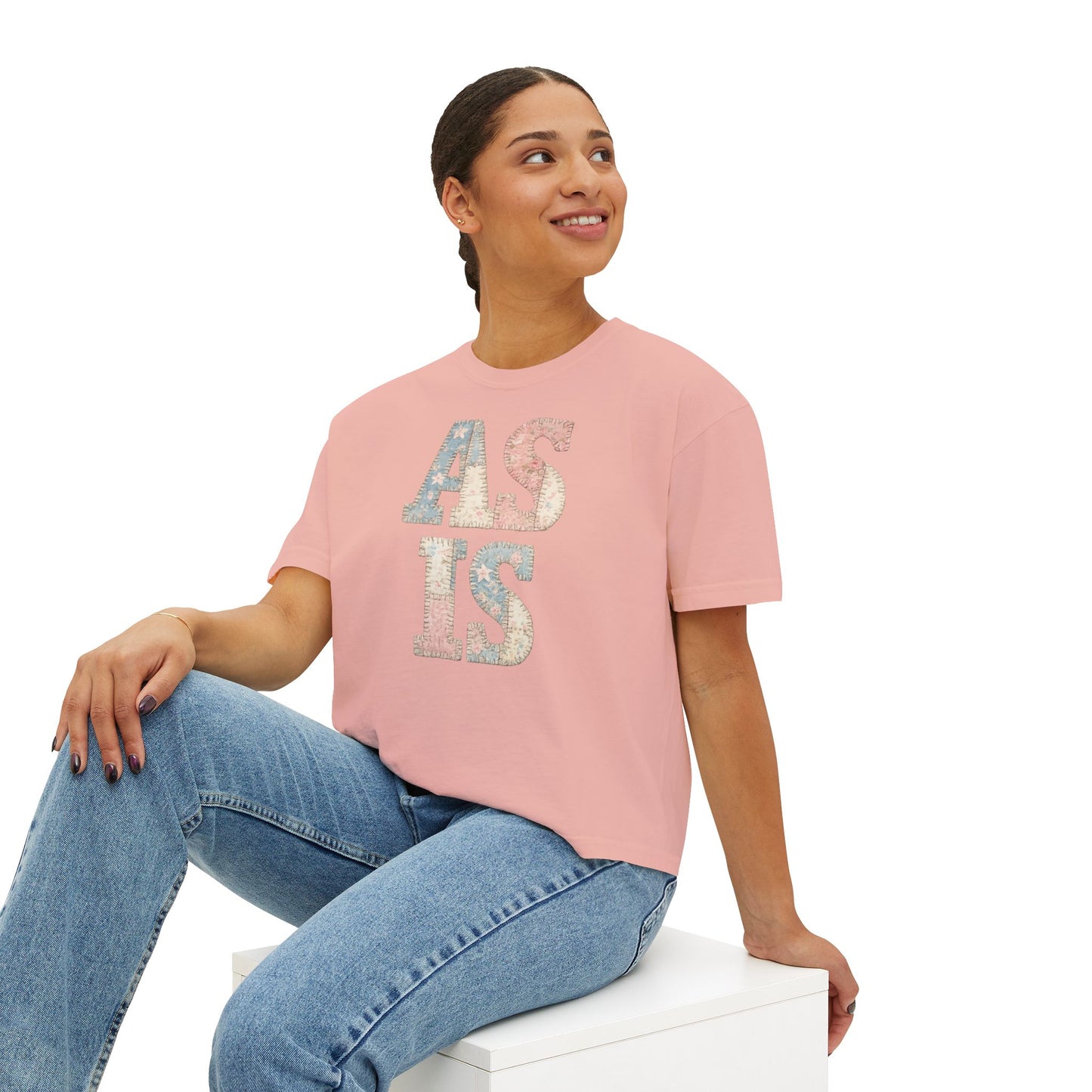 “AS IS” Quilt look Floral Boxy Tee — Women's Vintage Graphic Crop T-Shirt
