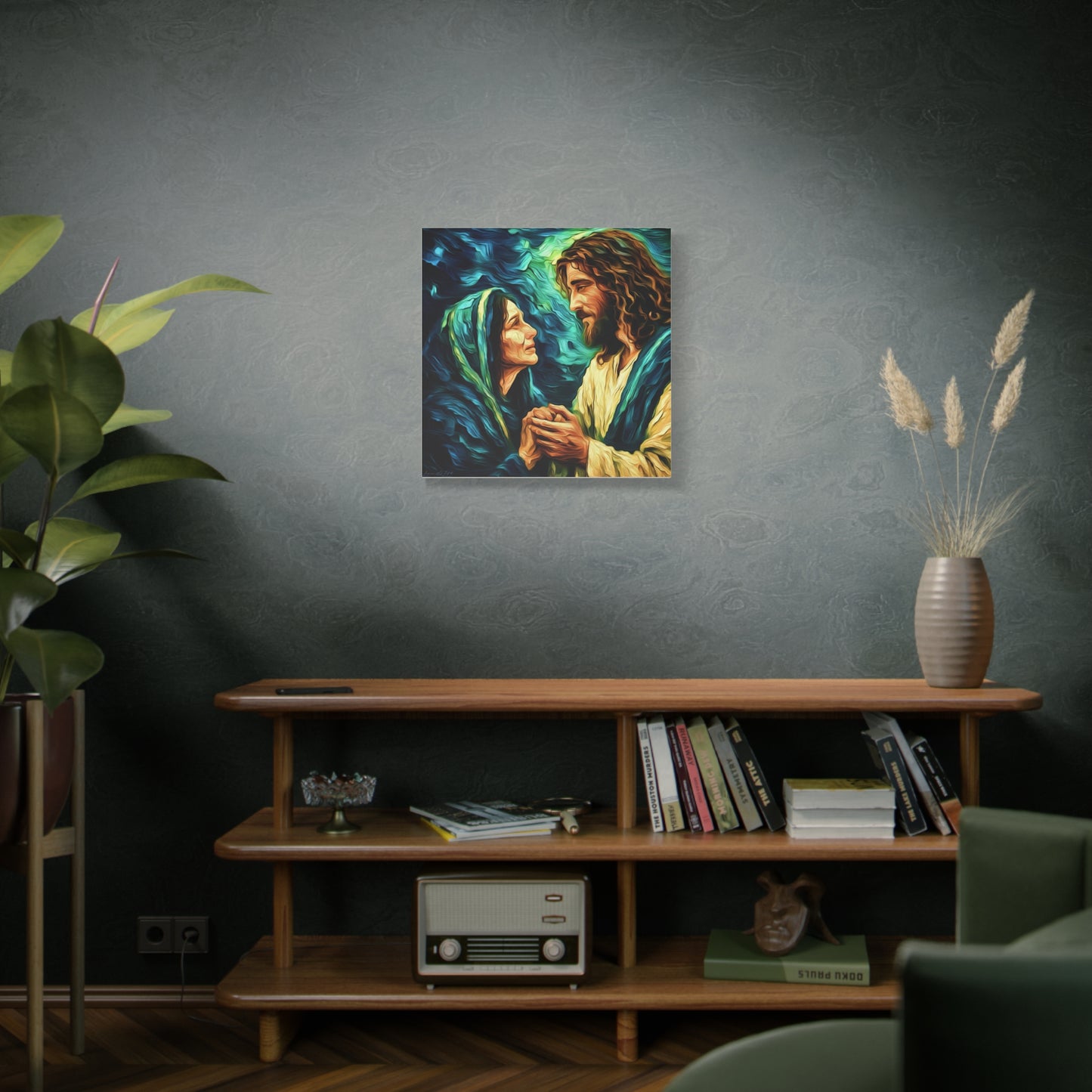 Jesus Comforting Mother Mary—Matte Canvas Wall Art