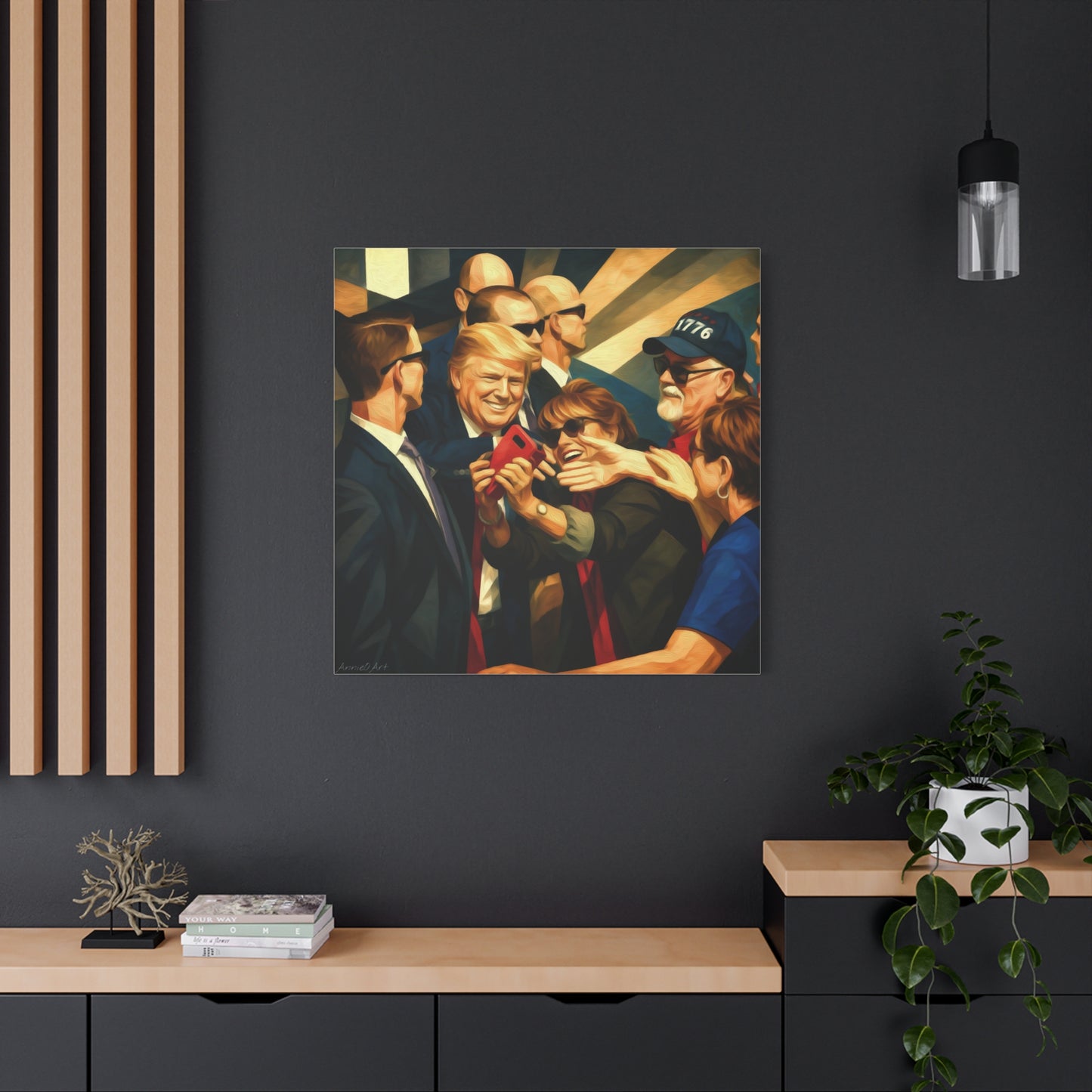 Trump Selfie with Supporters—Matte Canvas Art - Stretched 1.25"