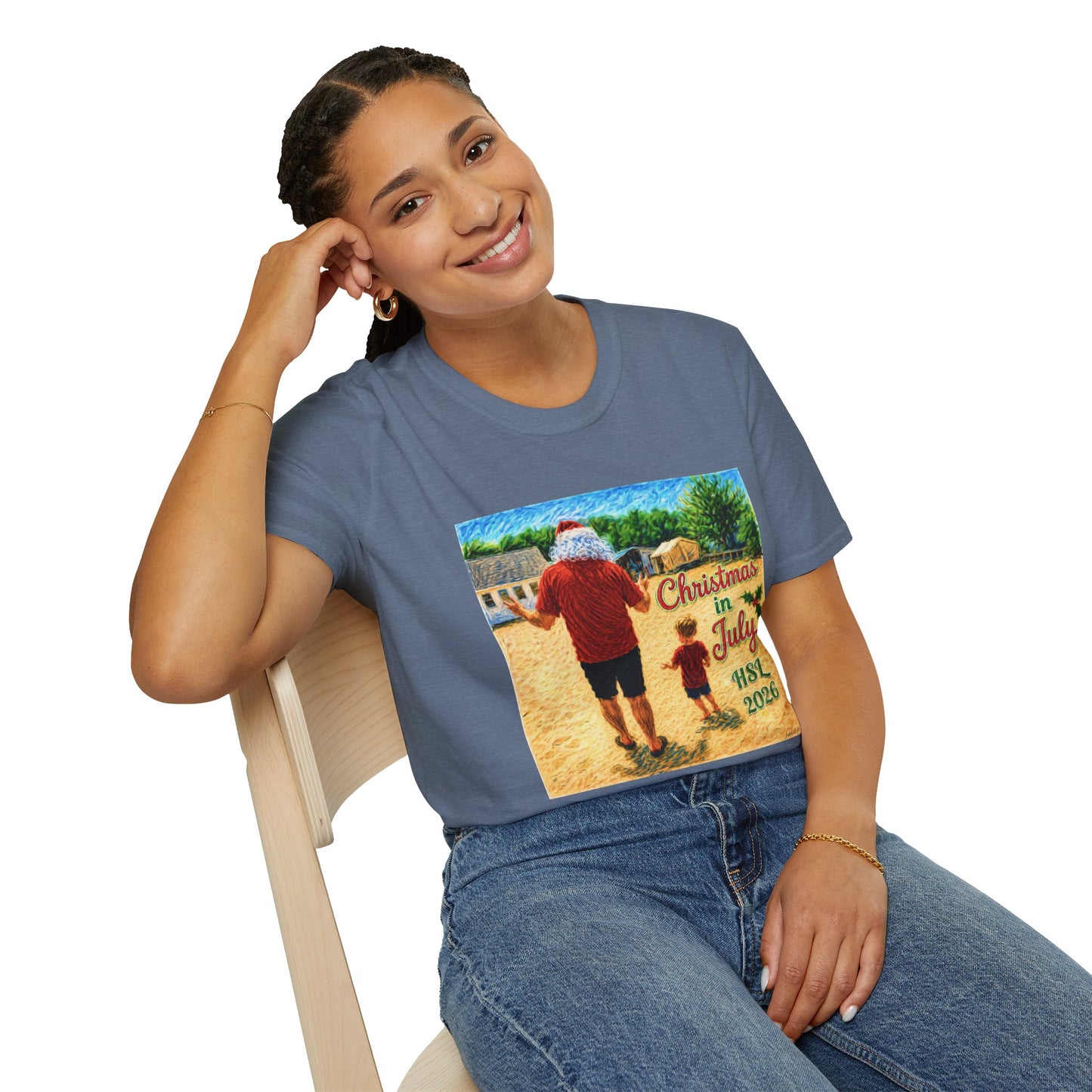 T-Shirt — Christmas in July Santa Beach Graphic Tee