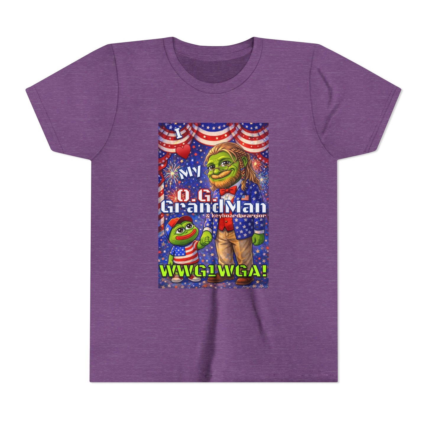 GrandMan/Grandpa Keyboard Warriors for your Littles - “I ♥️ My O.G. GrandMan" Patriotic Pepe WWG1WGA Kids T-Shirt
