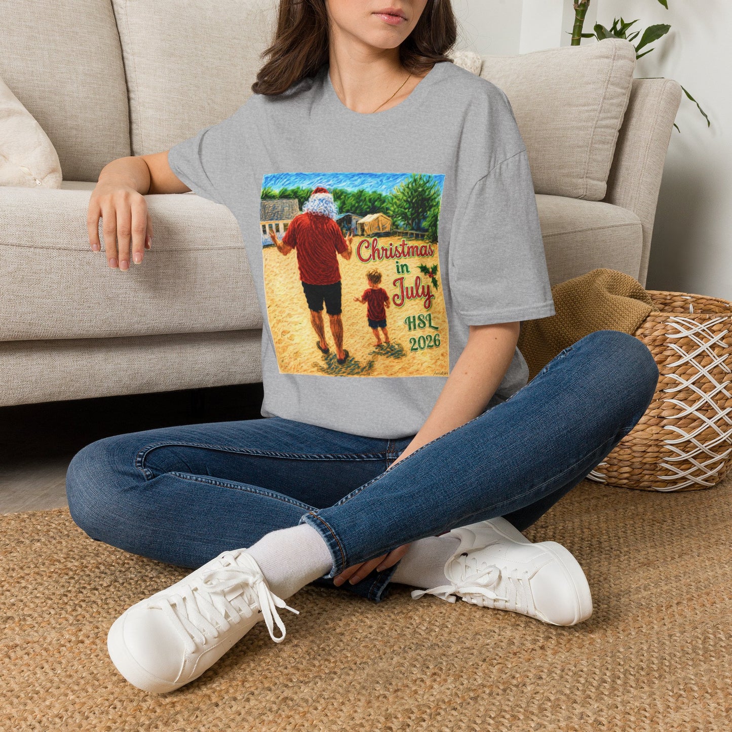 T-Shirt — Christmas in July Santa Beach Graphic Tee