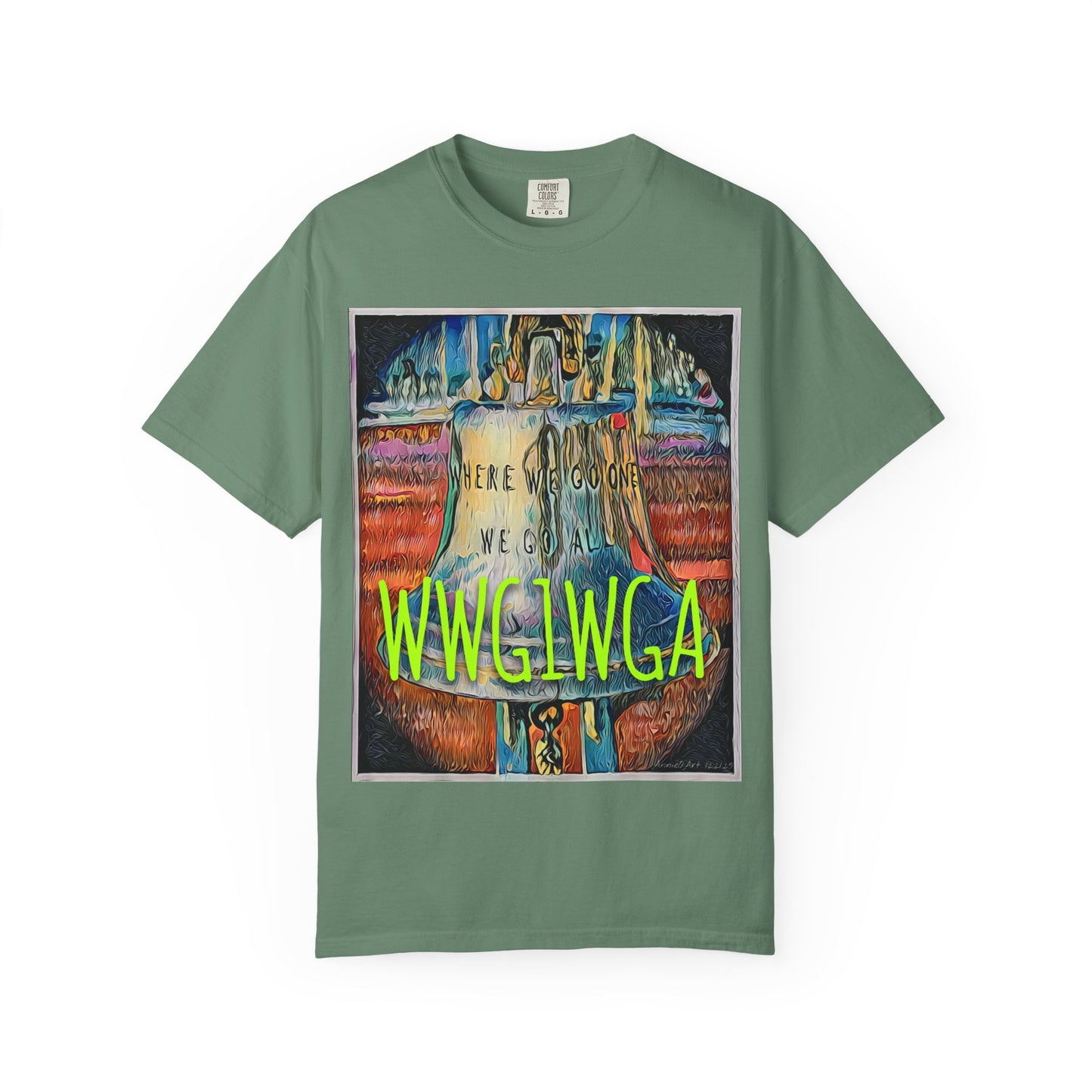 T-Shirt — 'WWG1WGA' Graphic Tee with Bold Neon Slogan