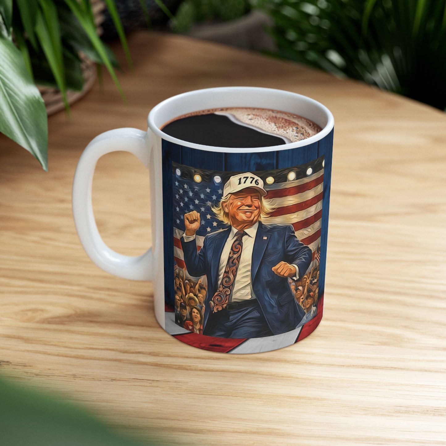 2- sided Trump Patriotic Beach Retro Ceramic Mug - Vintage Americana