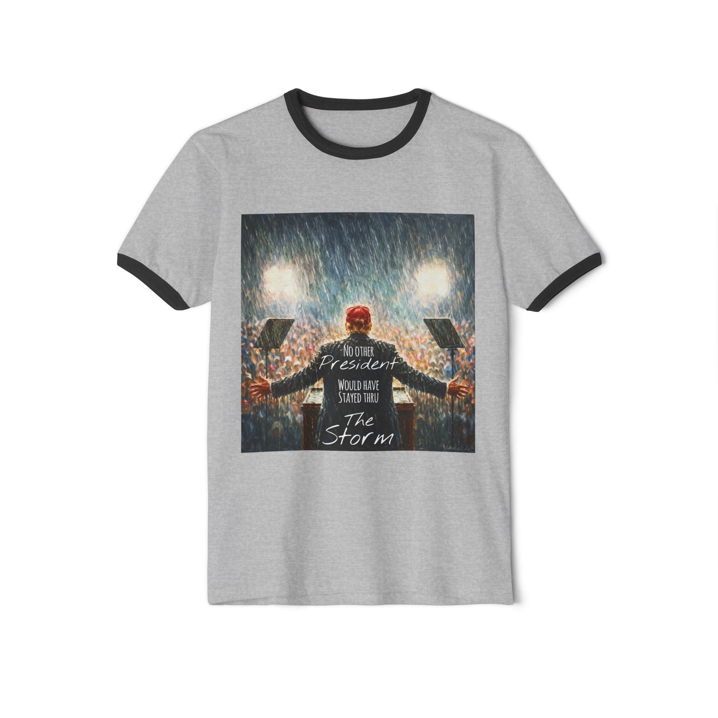 Trump Ringer T-Shirt — "The Storm" Front Graphic & "Happy Birthday America" Back Retro Print