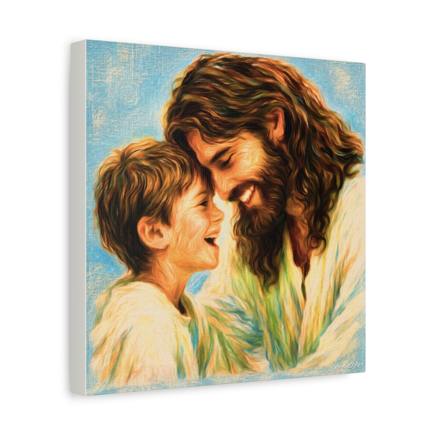 Smiling Jesus and Child Matte Canvas Wall Art