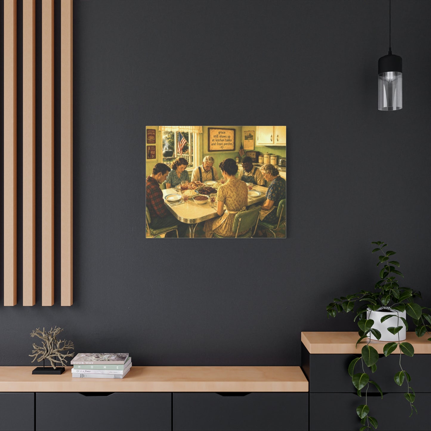 Vintage ‘Giving Thanks’ Family Prayer Canvas Wall Art