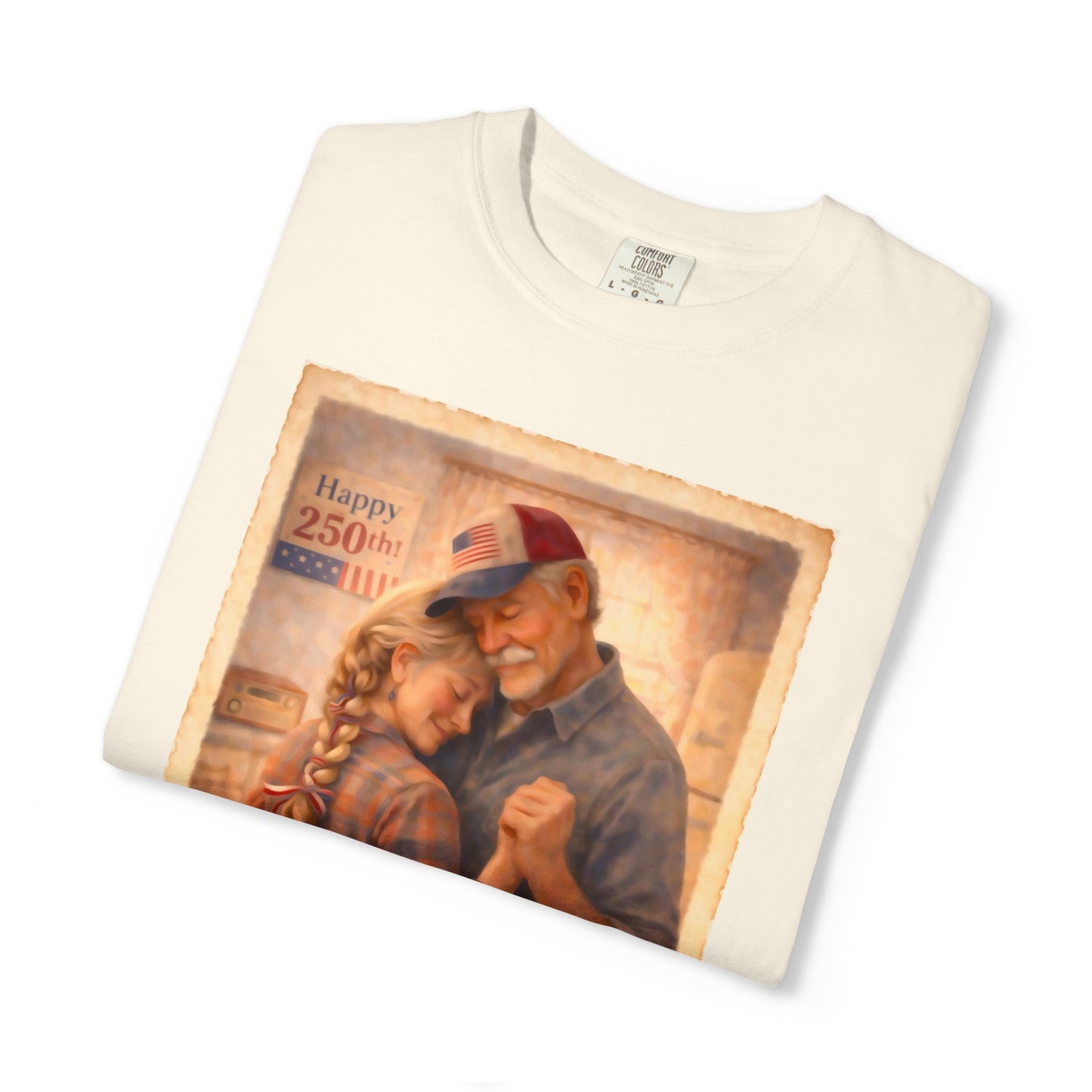 250th America Vintage Couples T-Shirt — Patriotic Romance Graphic Tee