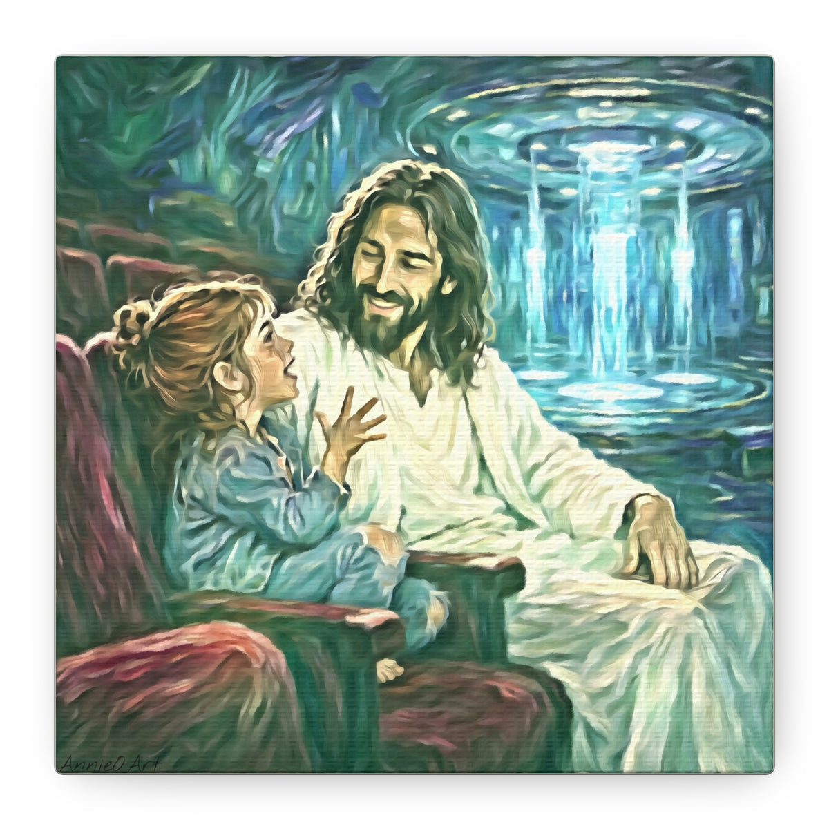 Jesus with Child Matte Canvas Wall Art — Stretched 1.25" Inspirational Christian Decor