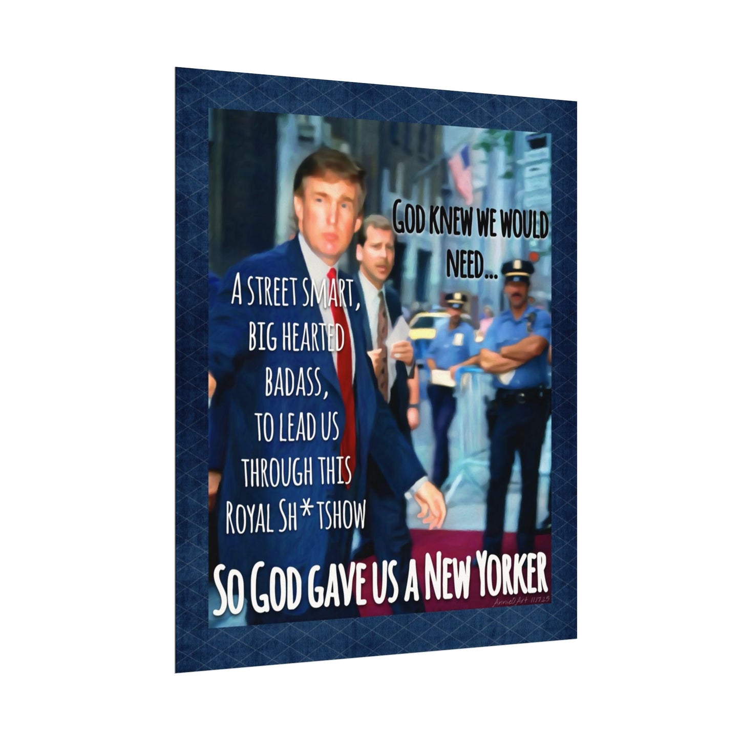 Poster—Matte  — "So God Gave Us a New Yorker" Texted Watercolor Wall Art
