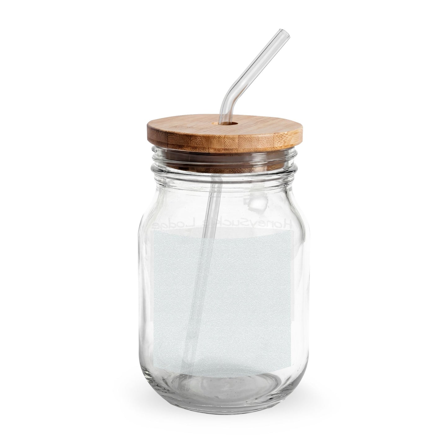 HSL Engravable 16oz Glass Sipper Jar with Bamboo Lid & Straw