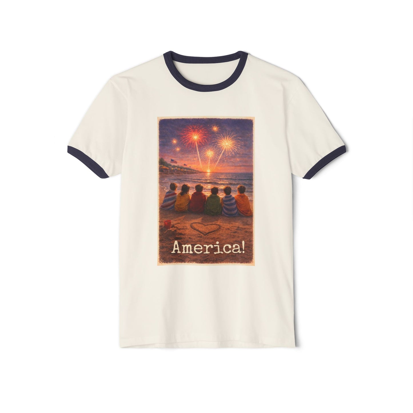 250th America! Fireworks Beach Ringer T-Shirt