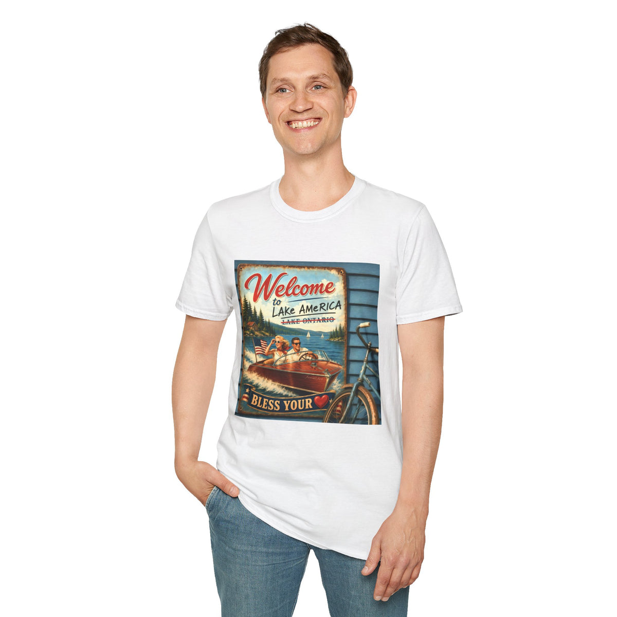 Lake America Welcome T-Shirt — Vintage Lake America Boating Vacation Tee