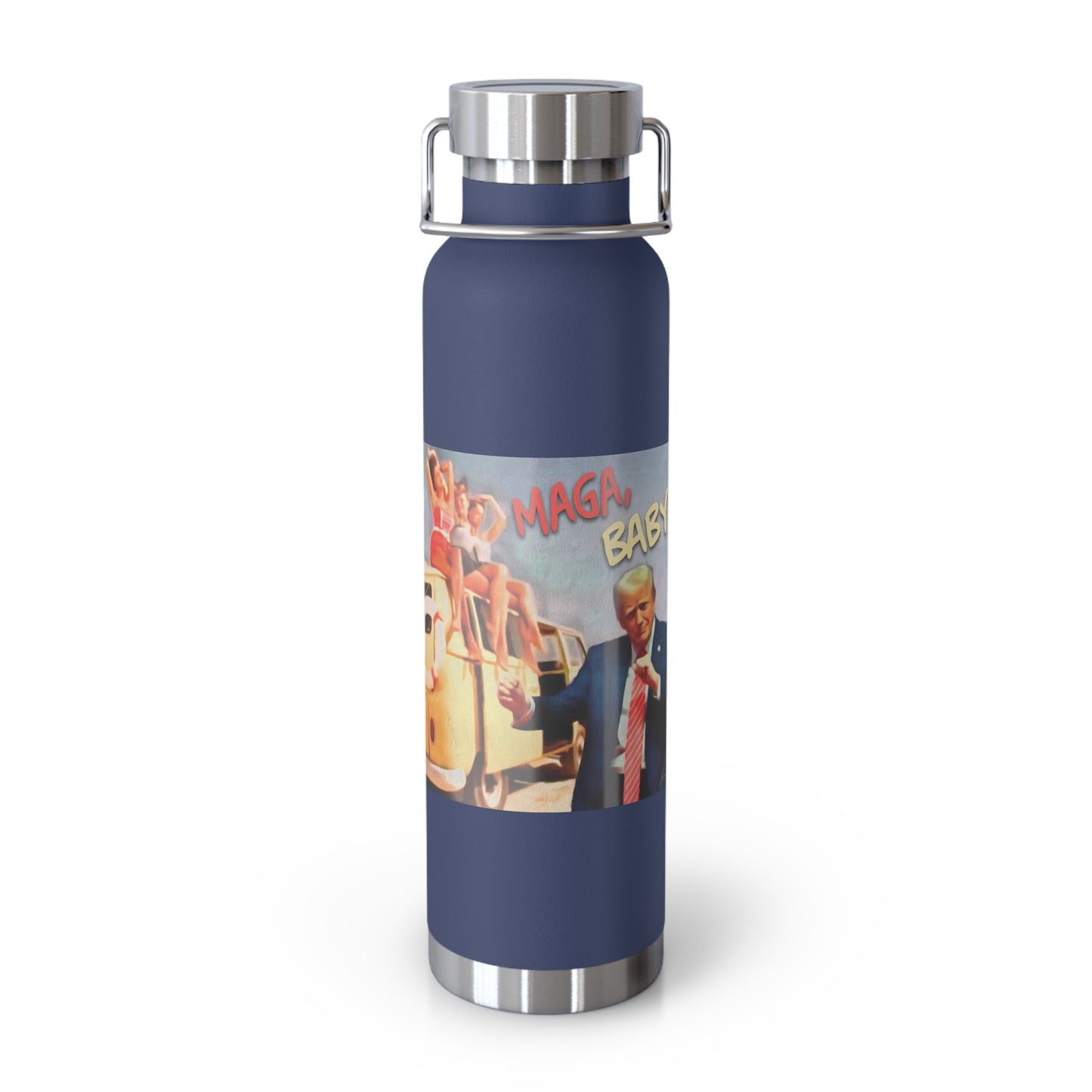 22oz Copper Insulated Bottle - Retro Beach Party Design