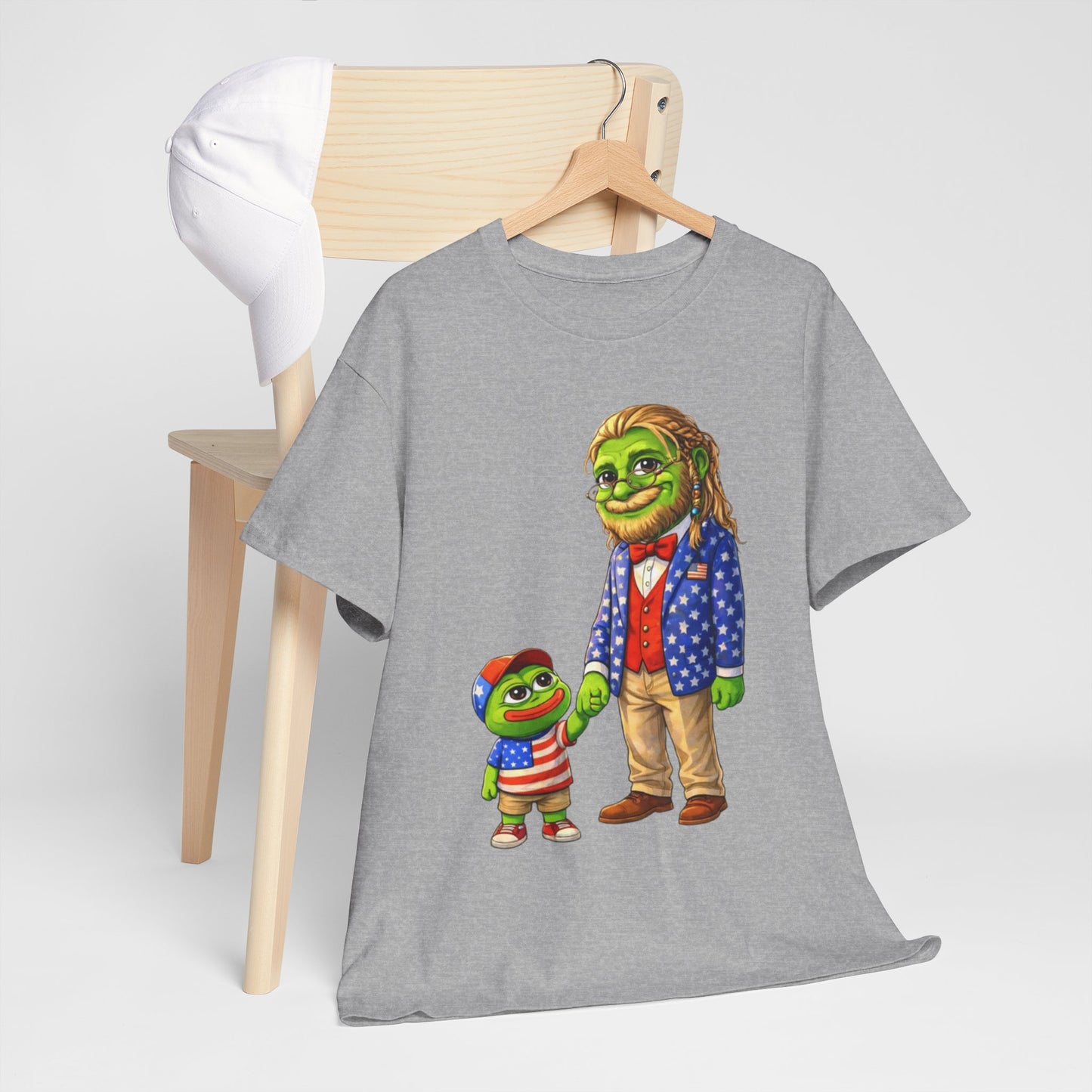 Grandpa Anons, keyboard warriors, MAGA T-Shirt — Patriotic Pepe Frog Family Illustration Tee