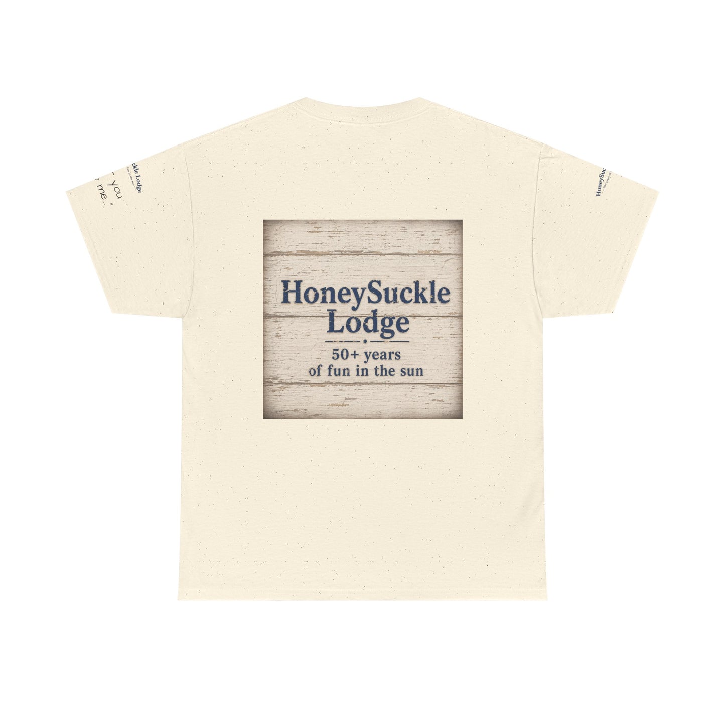 HoneySuckle Lodge Vintage Beach T-Shirt — "50+ years of fun in the sun" Retro Kids on Shore Design