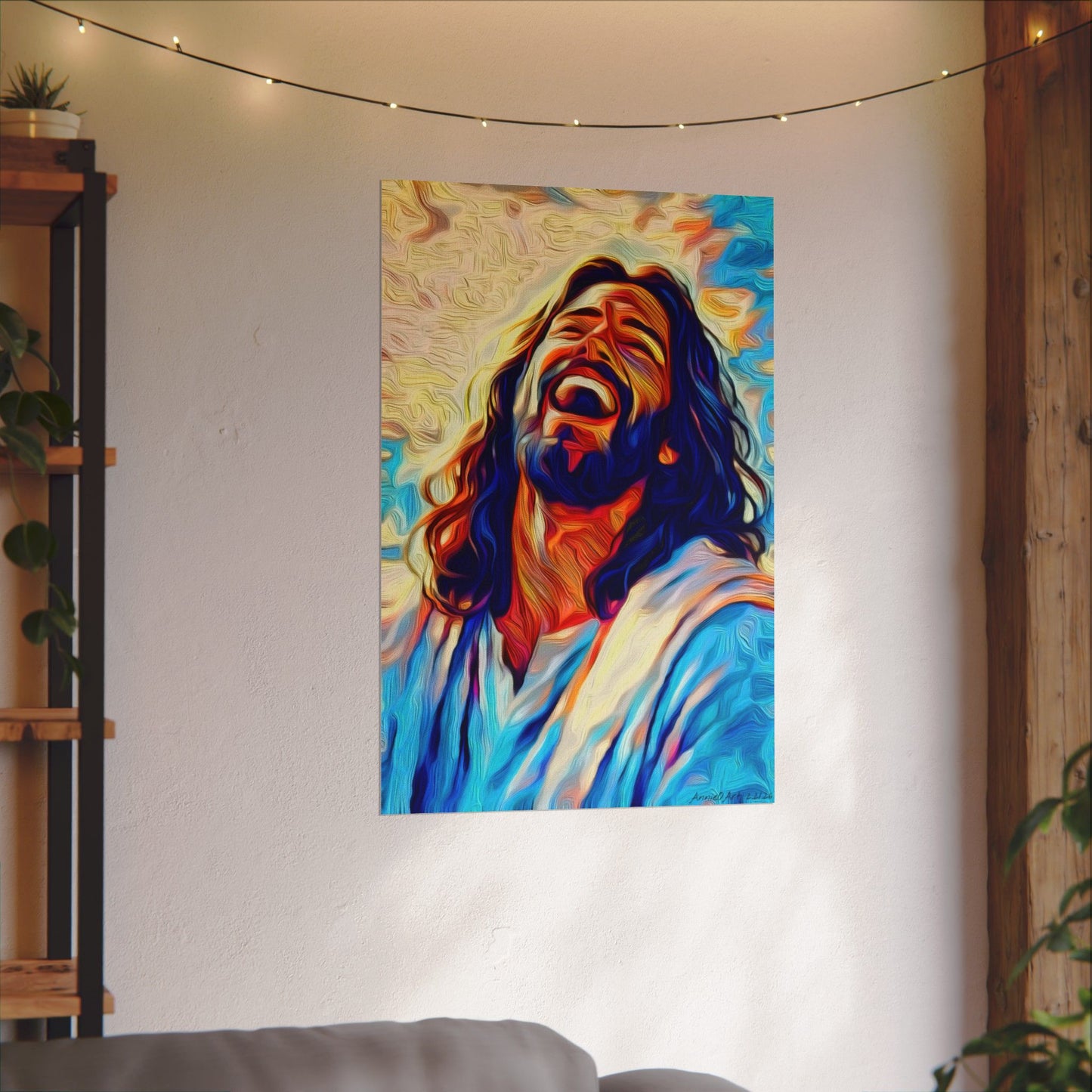 Watercolor Jesus Poster — Textured Matte Inspirational Wall Art