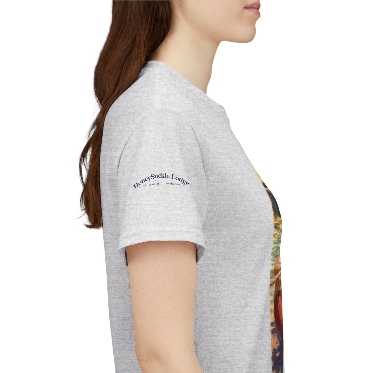 HoneySuckle Lodge Vintage Beach T-Shirt — "50+ years of fun in the sun" Retro Kids on Shore Design