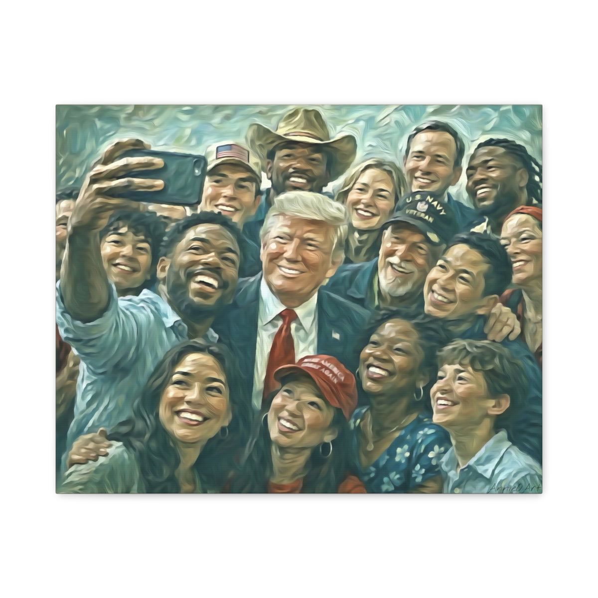 Trump Selfie Matte Canvas Print — Portrait Wall Art