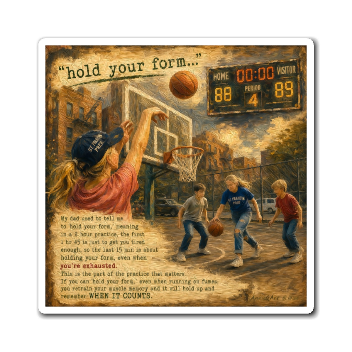 Basketball Magnet — "Hold Your Form" Inspirational Sports Refrigerator Magnet—Dad Wisdom