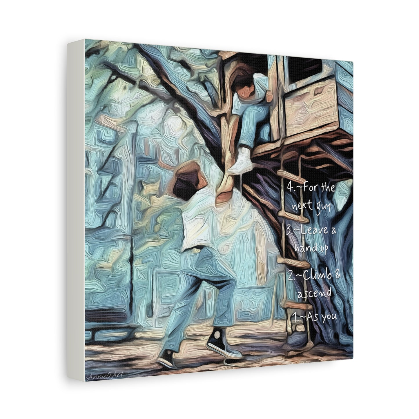 Treehouse Canvas Print — “As You Climb & Ascend, Leave a Hand Up for the Next Guy”—Inspirational Wall Art