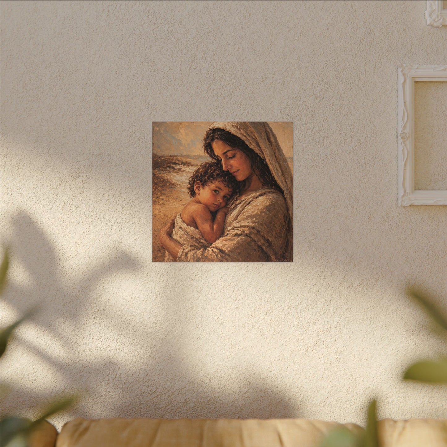 Mary and Jesus Matte Canvas Wall Art — Tender Embrace Spiritual Nursery Decor