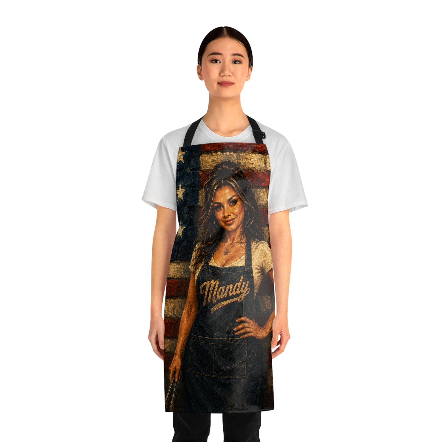 CUSTOM APRON for MANDY—American Flag Personalized Apron — 'Mandy' Vintage Patriotic Kitchen Apron