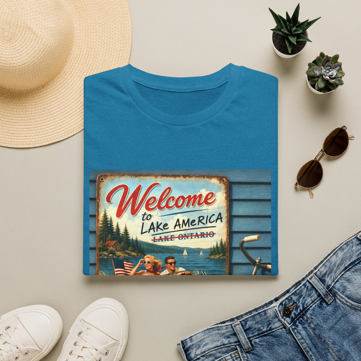 Lake America Welcome T-Shirt — Vintage Lake America Boating Vacation Tee