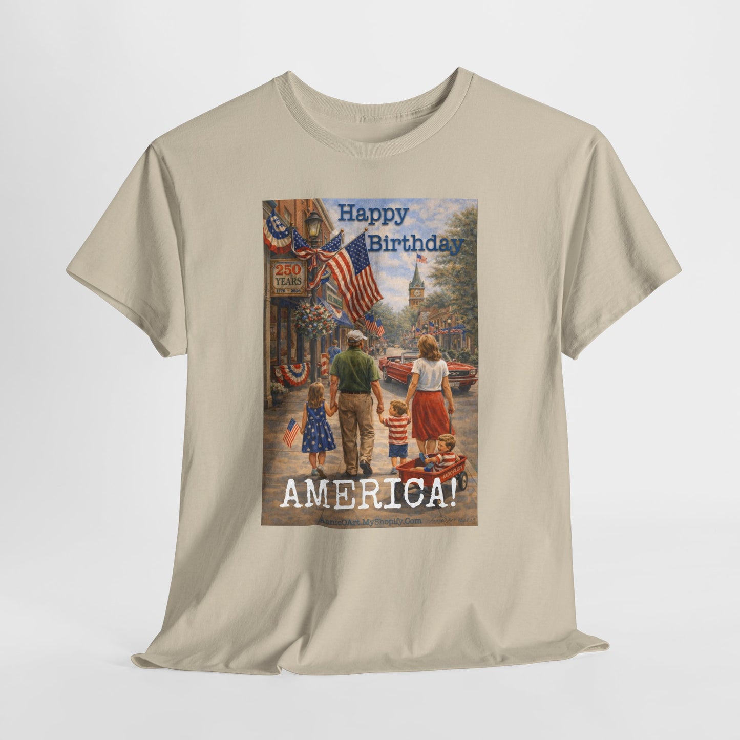 250th Patriotic "Happy Birthday America!" T-Shirt — Vintage Fourth of July Tee