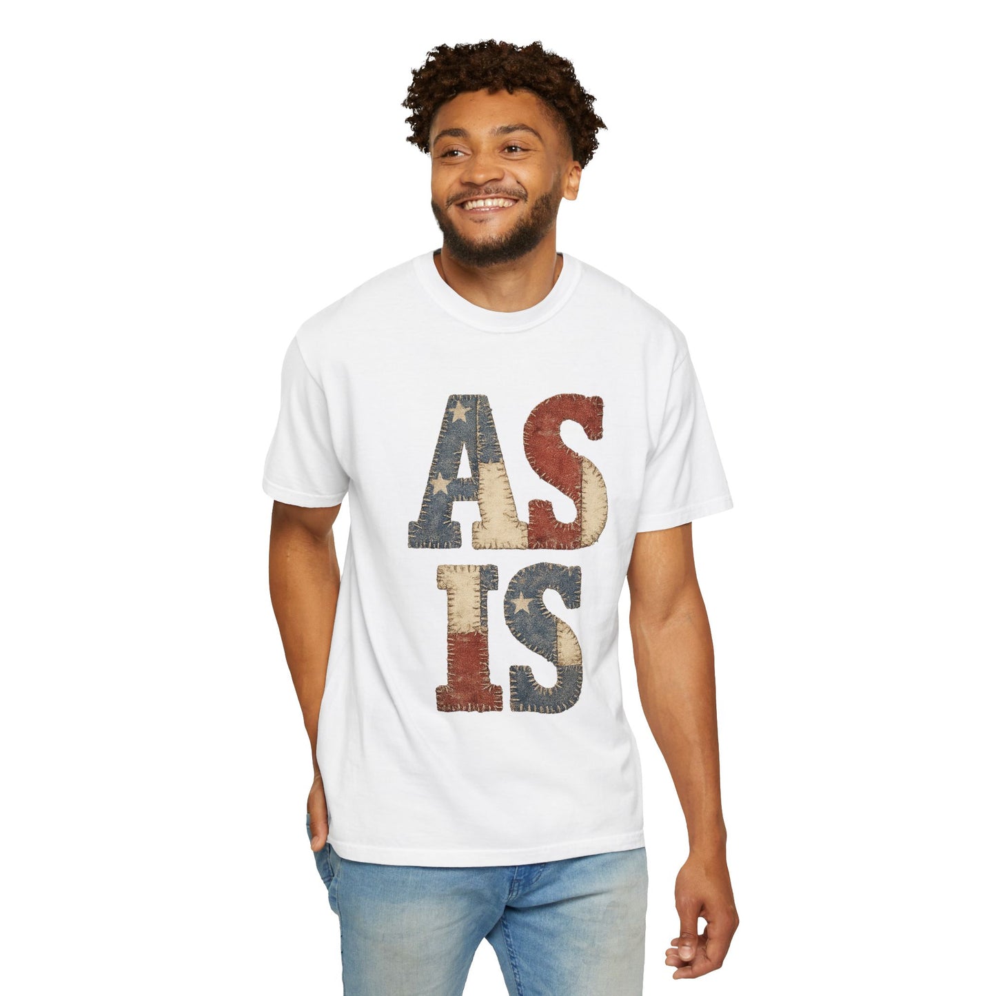 “AS IS” Quilt-look Vintage Flag Graphic T-Shirt