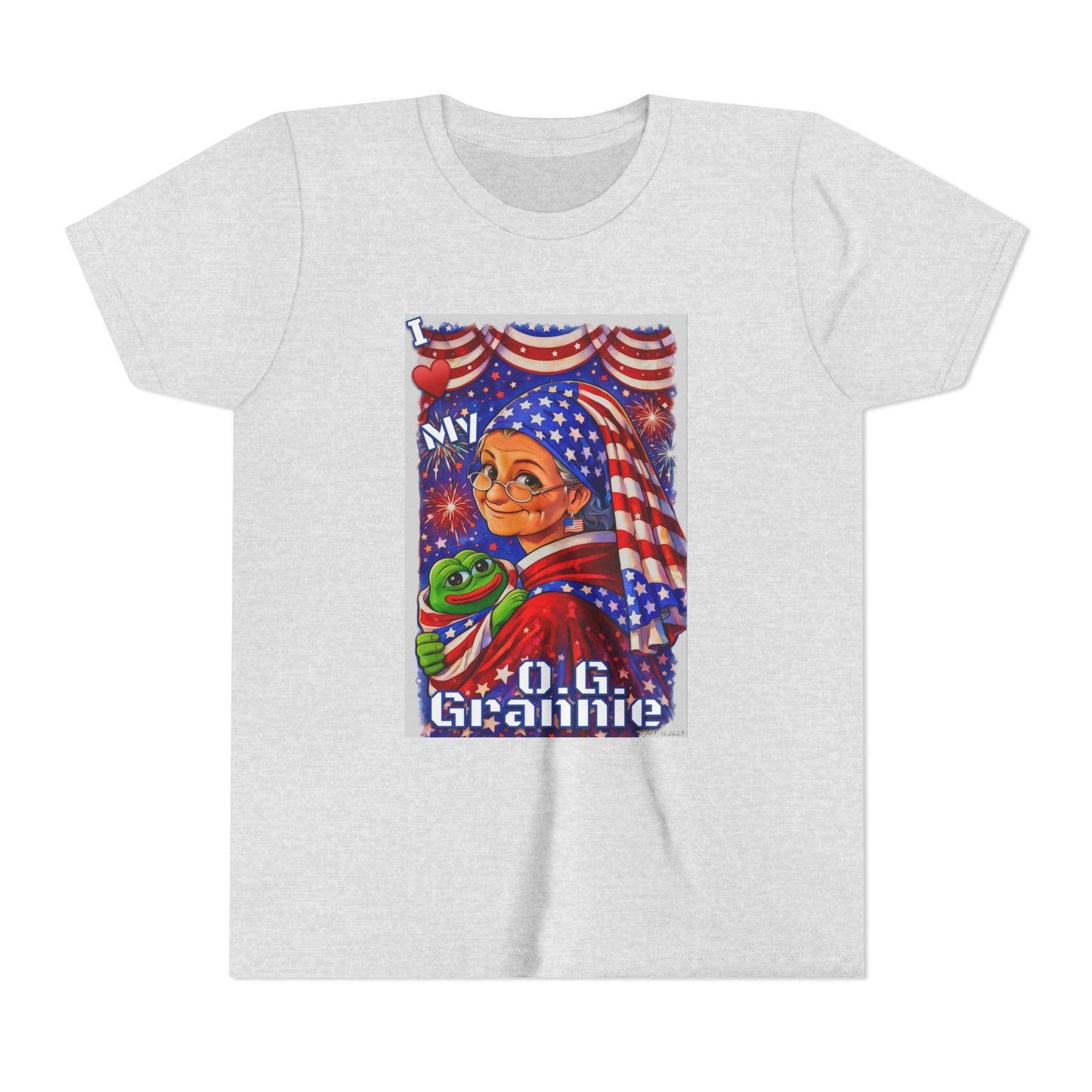 Grandma Anons & Keyboard Warriors for your Littles, “I ♥️ My O.G. Grannie" Youth T-Shirt – American Flag Grandma Design