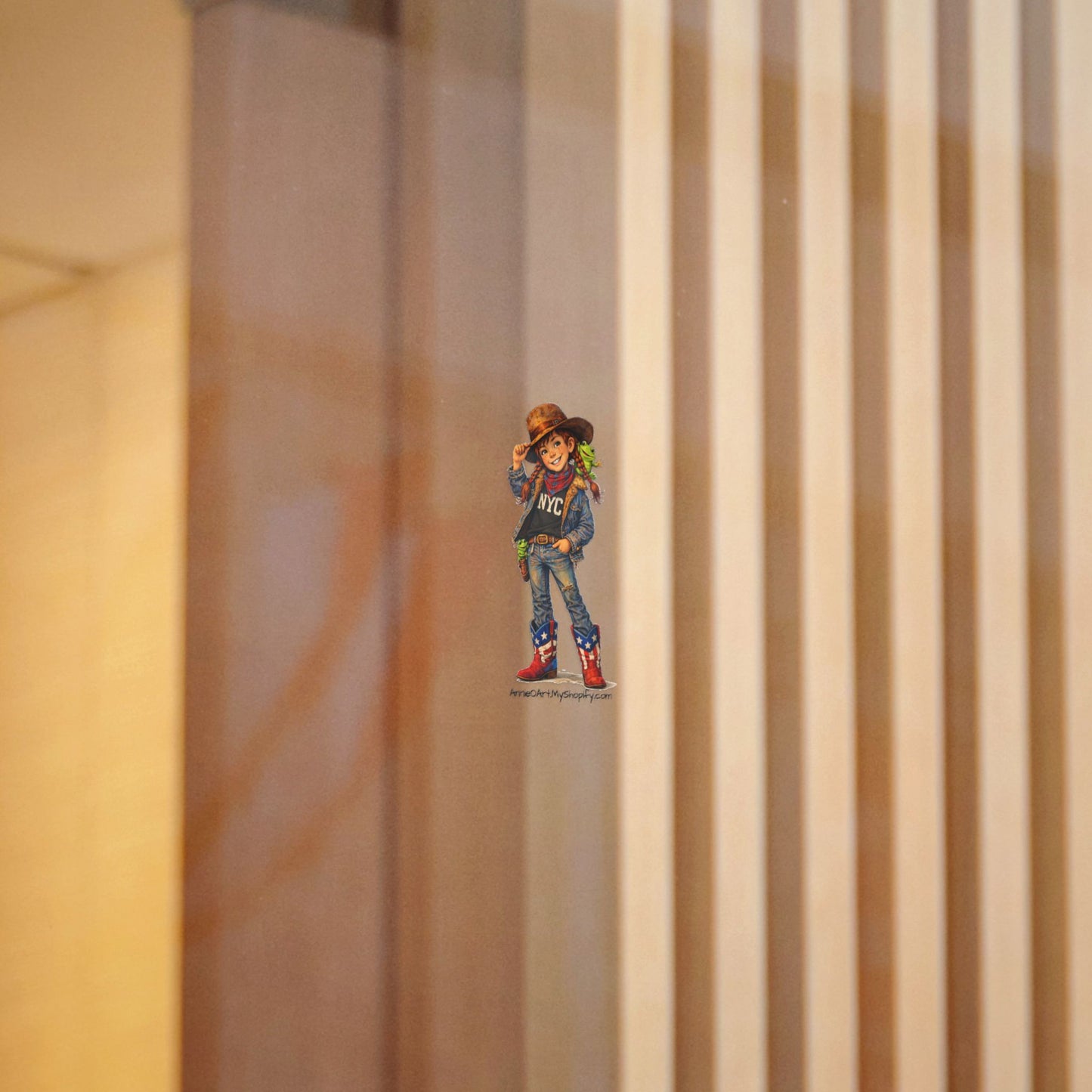 AnnieO Cowboy Kid Die-Cut Sticker — Cute Western NYC/Pepe Design