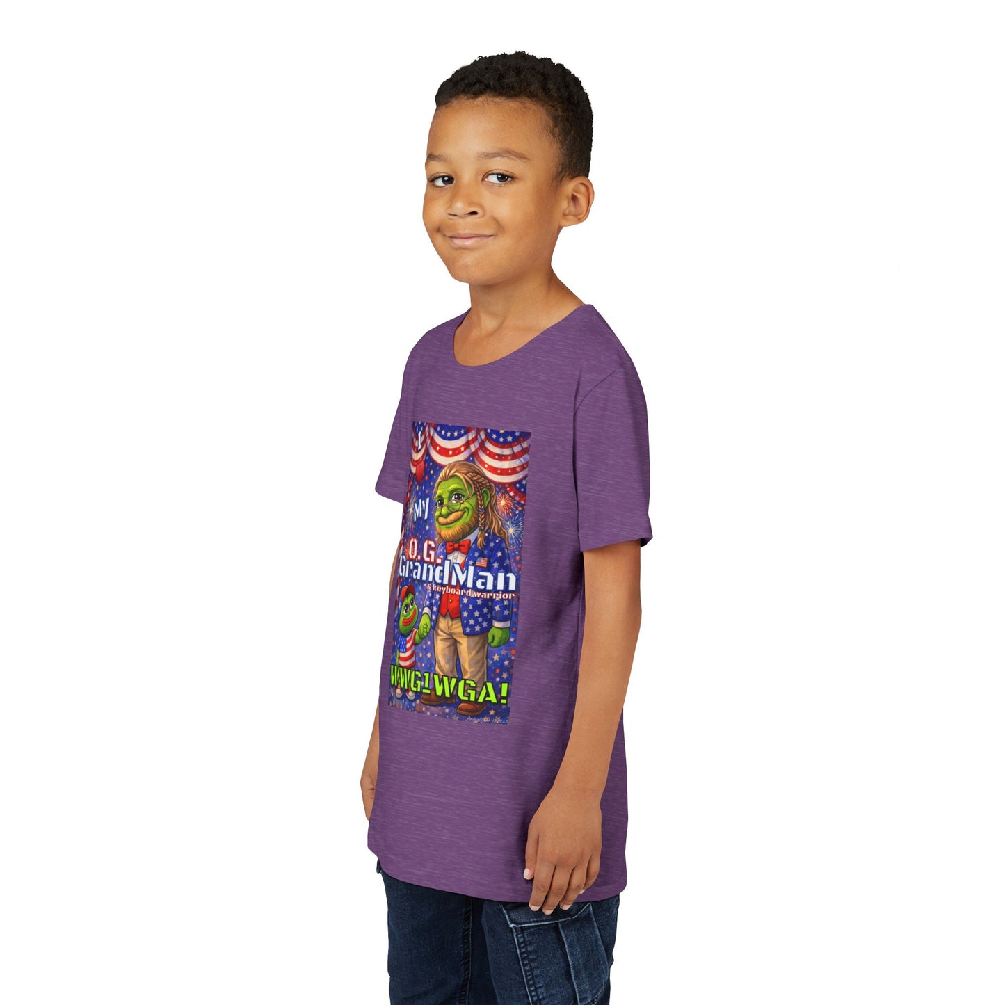 GrandMan/Grandpa Keyboard Warriors for your Littles - “I ♥️ My O.G. GrandMan" Patriotic Pepe WWG1WGA Kids T-Shirt