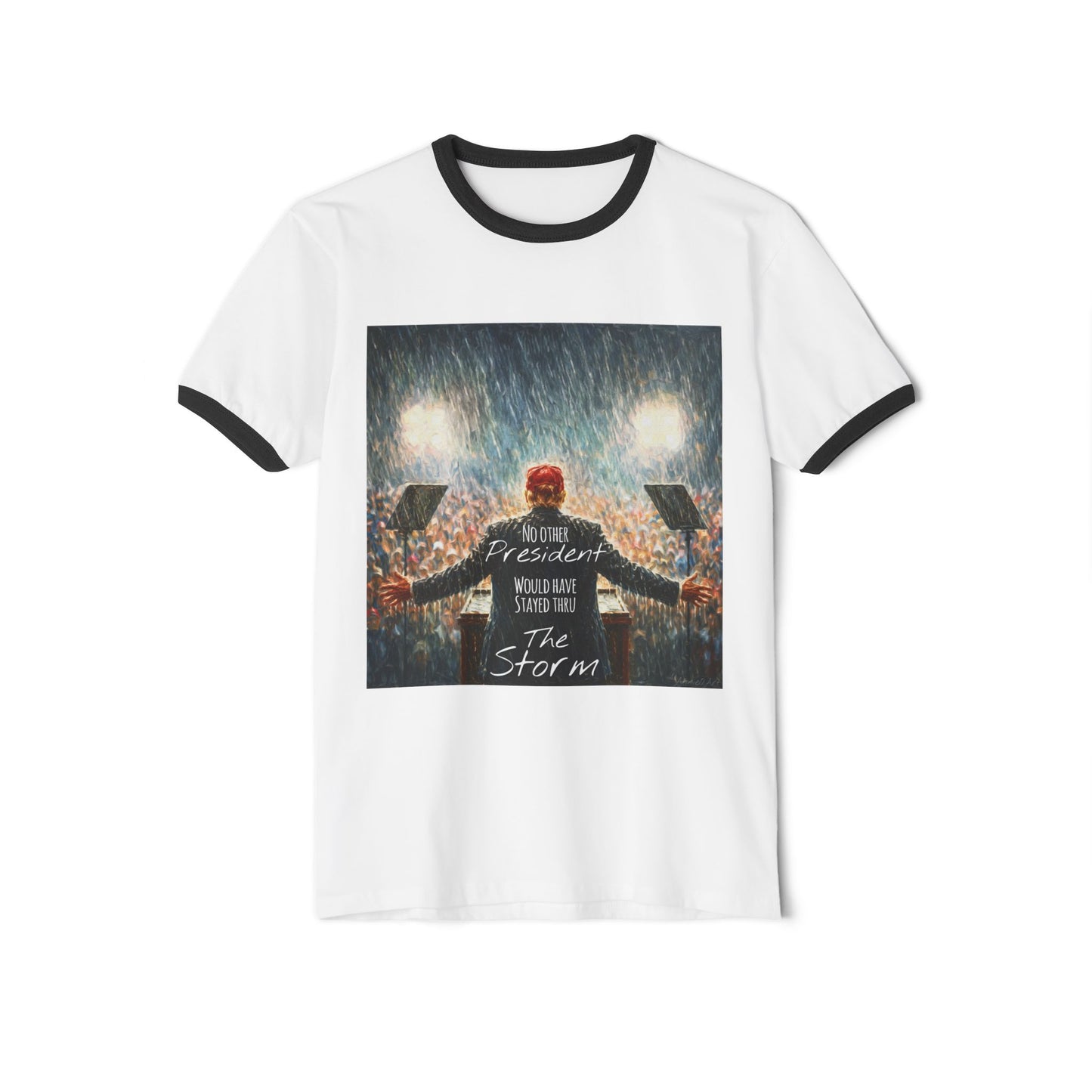 Trump Ringer T-Shirt — "The Storm" Front Graphic & "Happy Birthday America" Back Retro Print