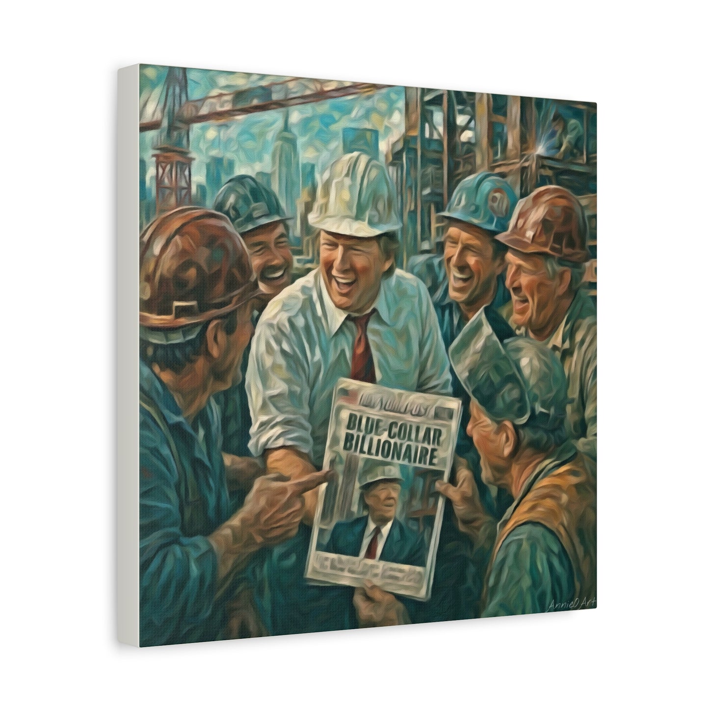 Trump Blue-Collar Billionaire Canvas Print — Vintage Labor Wall Art