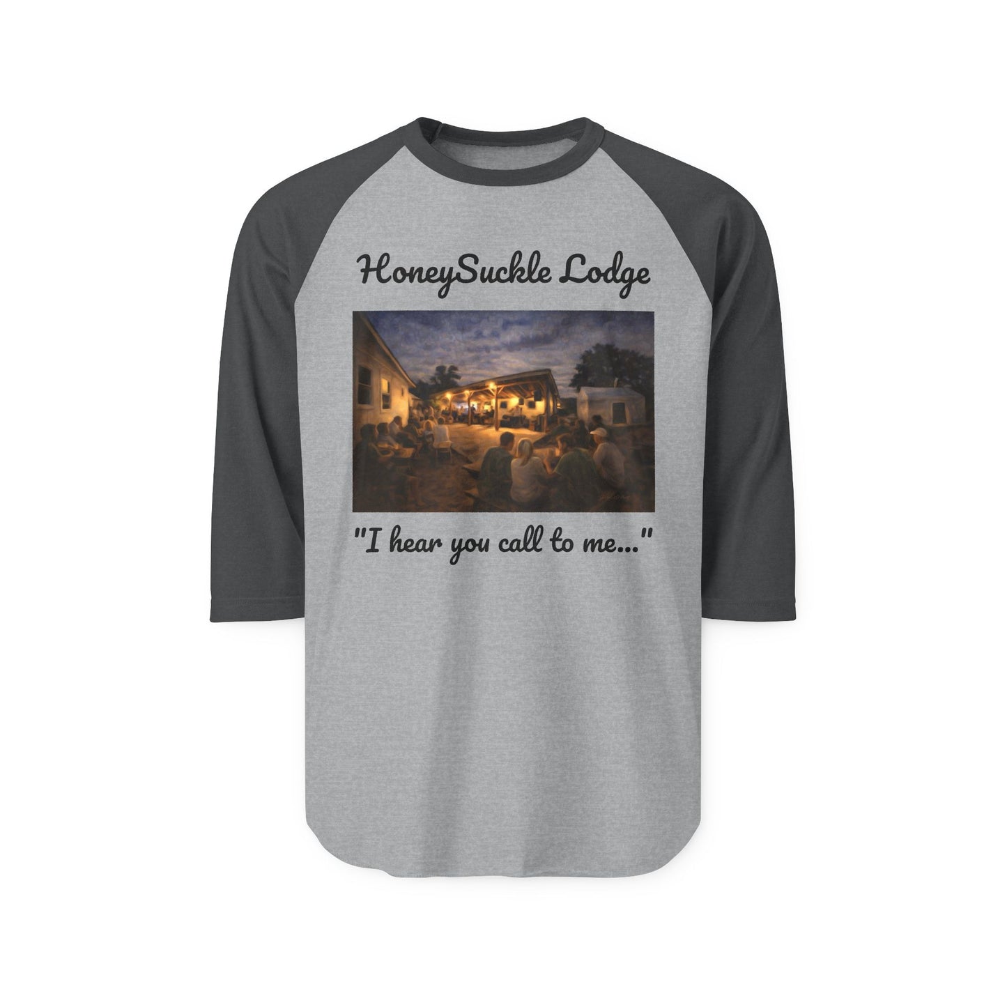 HoneySuckle Lodge ‘I hear you call to me’ Vintage Raglan Tee